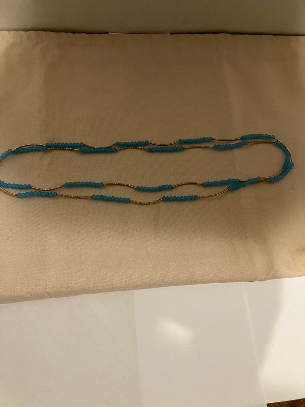 Turquoise Beaded Gold-Tone Long Necklace